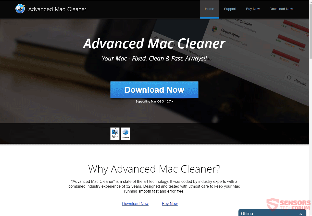 why am i getting advanced mac cleaner pop up on my imac